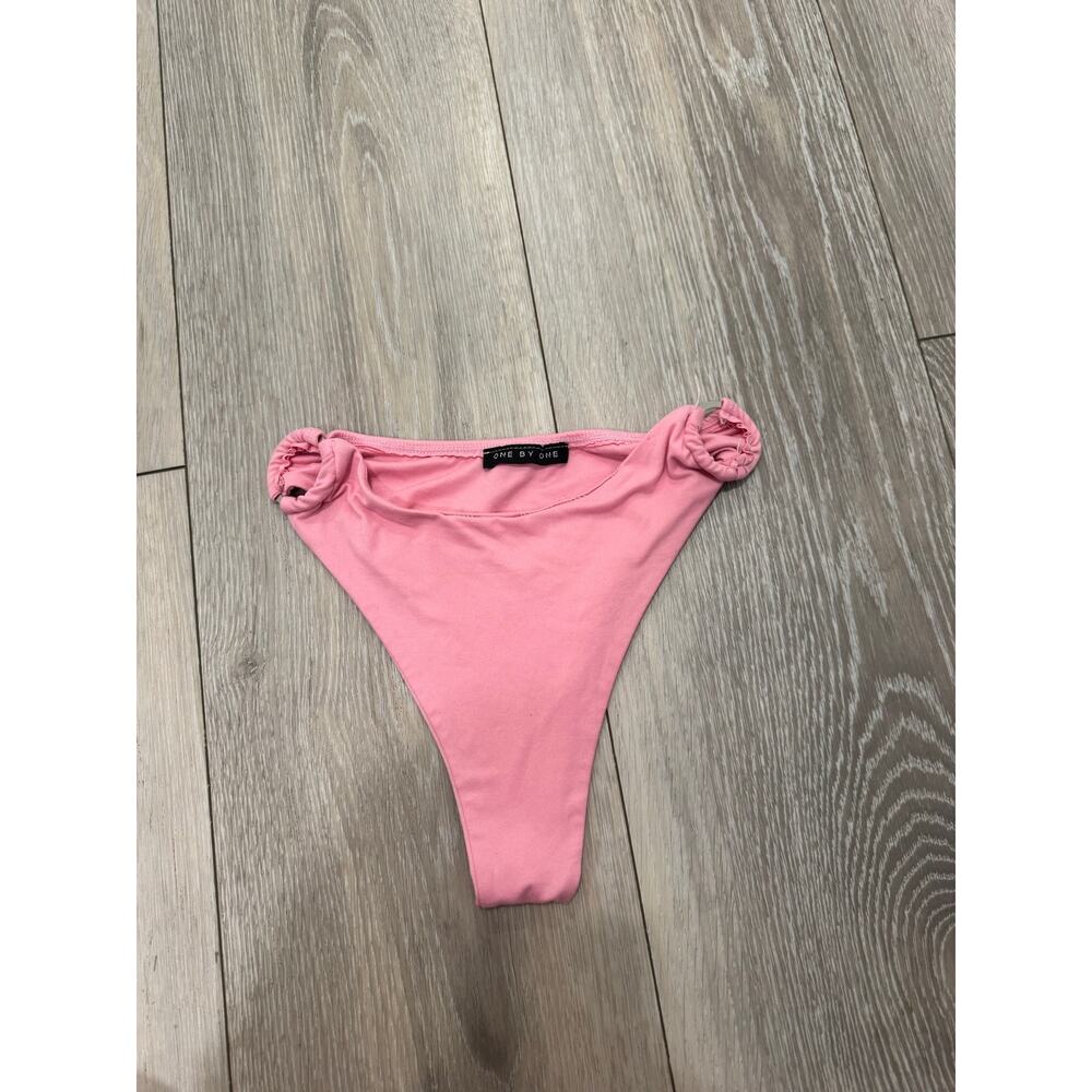 ONE by ONE peach high cut cheeky swim bottoms small